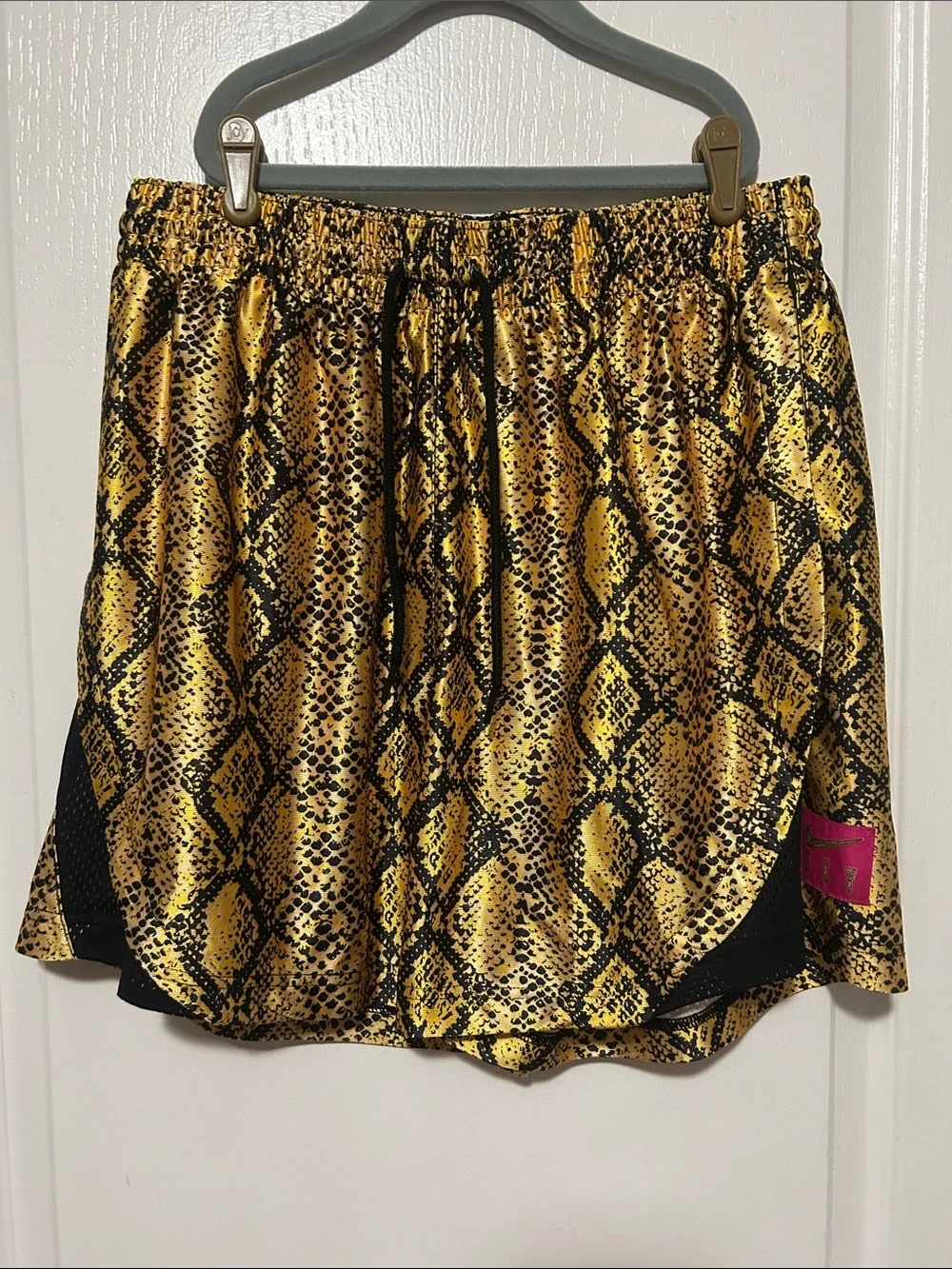 Nike Women's Yellow Snake Print Athletic Shorts & Brown Mesh Shorts